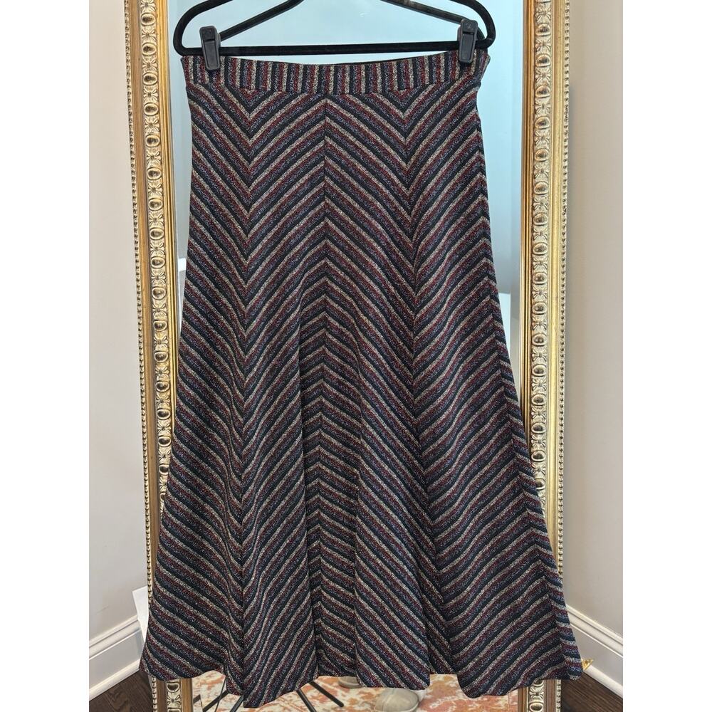 Maeve Anthropologie Chevron Print Lurex Maxi Skirt, M